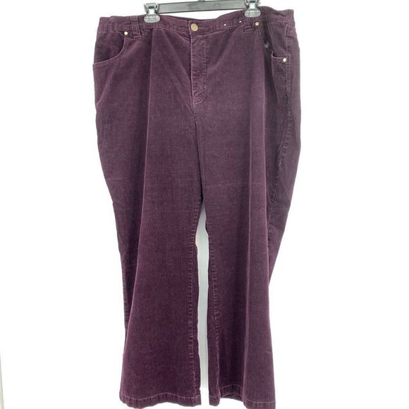 Liz & Me size 26W plus stretch Corduroy Pants in Berry 1918 Straight Leg Relaxed - Picture 1 of 9